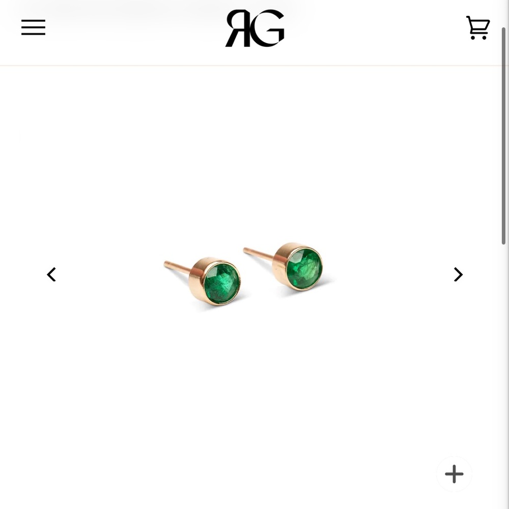 RG 14k Medium Emerald Bezel Studs
